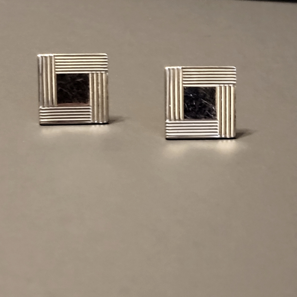 VINTAGE Square Silver Tone cufflinks